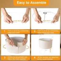 OUTON Beige Large Drum Lamp Shades for Floor Lamps, 17.5" Top x 17.5" Bottom x 9" High, Easy to Assemble, Replacement Linen Lampshades for Table Lamps & Bedside Lamps (1.65" Spider) - Image 5