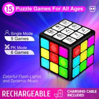 Rechargeable Game Handheld Cube - 15 Fun Brain & Memory Game with Score Screen - Christmas Easter Birthday Gifts for Boys Girls Ages 6-12+ Years Old - Toy Gift Idea for Kids Teens (Black) - Image 2
