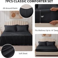 Queen Comforter Set Black - Bed in a Bag Queen Size 7 Pieces, Soft Bedding Set for All Seasons, Premium Queen Comforter Set with Comforter, Sheets, Pillowcases & Shams - Image 2