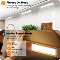 Under Cabinet Lights, 68-LED Rechargeable Battery Operated Motion Sensor Lights Indoor, 1800mAh Magnetic Dimmable Closet Lights, 3 Color Wireless Under Counter Night Lights for Kitchen Stair, 3 Packs - Image 5