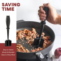 Meat Chopper, Hamburger Grinder, Premium Heat Resistant Smasher for Ground Beef, Burger Grinder Nylon Potato Mix Tool, Meat & Poultry Tenderizers-Black - Image 4