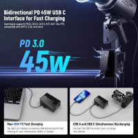 Neewer Mini V Mount Battery with D Tap/USB C/USB A/BP/Dual DC Ports/OLED Screen, 3450mAh 50Wh 14.54V V Lock Battery Supports 45W PD Fast Charging for Camera Monitor Camcorder Video Light, PS050E - Image 2