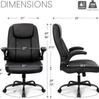 NEO CHAIR Ergonomic Office Desk Gaming Computer Chair Executive High Back Support Flip-up Arms Adjustable Height Swivel Rolling Wheels Comfy PU Leather for Home (Black) - Image 3