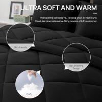 Love's cabin Full Comforter Set Black, 7 Pieces Full Bed in a Bag, All Season Full Bedding Sets with 1 Comforter, 1 Flat Sheet, 1 Fitted Sheet, 2 Pillowcase and 2 Pillow Sham - Image 7