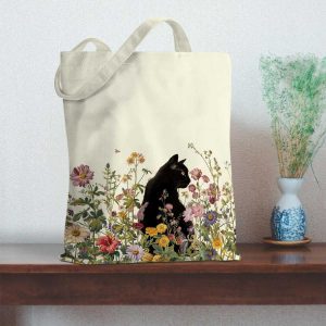 Cat Lovers Gifts Tote Bag Strawberry Beach Shopping Bags Cat Mom Gifts
