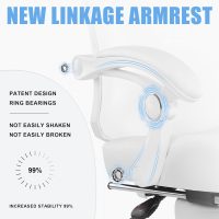 Misolant Ergonomic Office Chair with Footrest, Ergonomic Desk Chair with Adjustable 2D Lumbar Support, High Back Computer Chair with Adjustable Headrest, White Comfortable Leather Office Chairs - Image 7