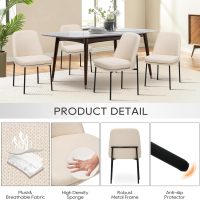 COLAMY Modern Dining Chairs Set of 2, Fabric Upholstered Dining Room Chairs Dinner Chair Stylish Kitchen Chairs with Curved Back and Metal Legs, Beige - Image 3
