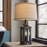 23.75" Retro Farmhouse Black Table Lamp for Living Room Bedroom Nightstand Single Pack Touch Control Bedside Nightlight Vintage Modern Lamp with USB C+A Ports and 2 Light Sources - Image 7