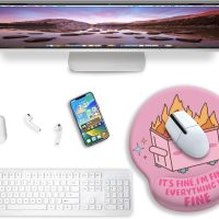 Funny Cute Mouse Pad with Wrist Rest, Dumpster on Fire Ergonomic Mouse Pads Wrist Support for Desk, Mousepad for Wireless Mouse Gaming Laptop Work Home Desk Accessories Office Supplies Decor - Image 2