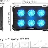 ICE COOREL Laptop Cooling Pad with 6 Cooling Fans, Cooling Pad for Laptop Fan 13-15.6 Inch, Laptop Cooler Stand with 6 Height Adjustable, Notebook Cooler Pad with Two USB Port - Image 6