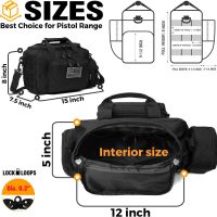 Gun Case Bag Small | Tactical 2-Pistol Bag Handgun Duffle Bag w/Lockable Zipper for Shooting Range Hunting Sports | US Flag Patch + MOLLE Pouch + Universal Holster Included - Image 3