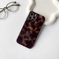 NITITOP Compatible with iPhone 14 Pro Max Case Cute Stylish Leopard Print Amber Aesthetic Tortoise Design for Women Girls Men Soft TPU Shockproof Protective Cover - Brown - Image 3