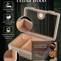 Humidor Cigar Box, with Straight Cutter Guillotine, V cut, Puncher & Holder Tool, Glass top Cigars Case, Cedar Wood Lining, Humidifier Hygrometer Accessories, Cigar Gift Set - Image 5