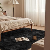 Black Rugs for Bedroom 4x5.9 ft - Ultra Soft Faux Fur Area Rug - Plush Non-Slip Shaggy Carpet for Living Room, Cozy Fluffy Rug for Kids Boys Girls Dorm Nursery Room, High Pile Floor Carpet - Image 5