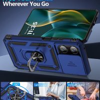 Taisairu for Motorola Moto G 5G 2025 Case with Screen Protector & Slide Camera Lens Cover, Built-in 360°Rotate Magnetic Ring Stand Shockproof Protective Phone Case for Moto G 2025 Case (Blue) - Image 3