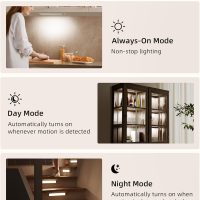EZVALO 5 Pack Under Cabinet Lighting, Rechargeable Motion Sensor Light, LED Closet Lights Wireless, 5700K Dimmable, Timer, Magnetic, with Remote Control for Kitchen, Closet, Stair - Image 5