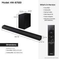 Samsung HW-B750D/ZA 5.1 ch Soundbar w/ Dolby Audio, Surround Sound expansion, Bass Boost, Adaptive Sound, DTS Virtual:X, Wireless Subwoofer, 2024 - Image 2