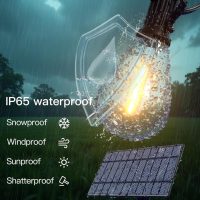 luckystyle 50FT Solar String Lights Outdoor Waterproof with 18+1 LED Bulbs Long Last for 20+Hrs, Commercial Grade Shatterproof USB Patio Solar Powered Lights for Camping，Backyard, Garden, Porch Decor - Image 4