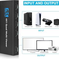Tendak HDMI Multiviewer Switch 4x1, HDMI Quad Multi-Viewer with Seamless Switch, Split Screen,5 Display Modes,with IR Remote/Software/Push Button Selector for TV Security Camera, Gaming Consoles - Image 3
