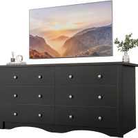 YESHOMY Black Dresser for Bedroom,6 Drawer Dressers, Storage Chest of Drawers for Hallway,Living Room, Entryway - Image 4