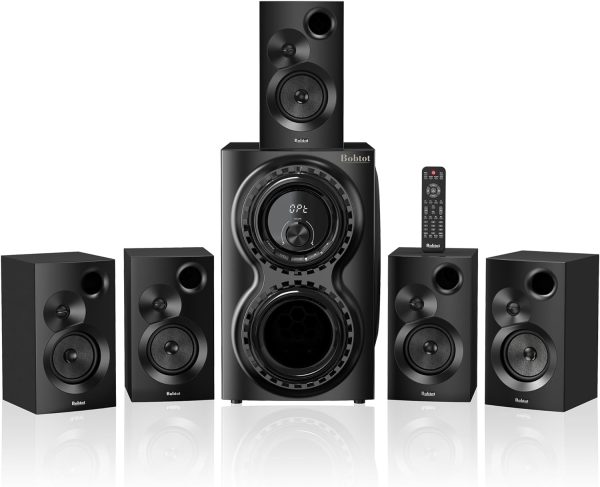 Home Theater Sound System 5.1 Surround Sound Systems - 1400 Watts Peak Power 12" Subwoofer Strong Bass 5.1 Wired Home Audio Stereo Sound with Bluetooth HDMI ARC Optical Input for TV