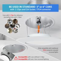 LVWIT Recessed Lighting 6 Inch, Recessed Lights Color Selectable 2700/3000/4000/5000/6000K 5CCT, 10W(120W Equivalent) Dimmable LED Can Lights with E26,LED Retrofit Recessed Light 6 Inch, 6 Pack - Image 7