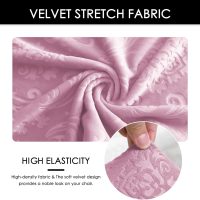 Criss Cross Chair Cover Pink Armless Chair Slipcover Office Desk Chair Covers Velvet Embossing Mid Back Wide Seat Accent Chair Covers for Computer Chairs and Vanity Chairs(Velvet-Pink) - Image 6