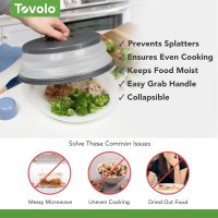 Tovolo Microwave Splatter Cover for Food, Medium (Charcoal) - Collapsible & Vented Silicone Splatter Guard Lid - Microwave Plate & Dish Cover with Handle - BPA-Free Kitchen Gadget for Meal Prep - Image 3