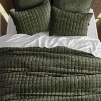 RECYCO Luxury Velvet Quilt Set King Size, Lightweight Velvet Comforter Set, Oversized Bedspread Coverlet Quilted Bedding Set, with 2 Matching Pillow Shams, for All Season, Olive Green - Image 3