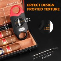 Cigar Cutter V Cut with Cigar Draw Enhancer 2 Cigar Holders, Stainless Steel Cigar Cutter, 3-in-1 Cigar Accessories, Father's Day Christmas Cigar Gifts, Cuts Up to 60 Gauge (Black-Red) - Image 2
