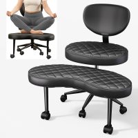 Cross Legged Office Chair, Ergonomic Criss Cross Design, Wide Comfy Desk Seat, ADHD Meditation Chair with Wheels, Adjustable Height Kneeling Chair with Back Support - Image 7