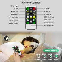 Lightbiz LED Wall Mounted Lights 2 Pcs with Remote, Wall Sconces Lamp 3000mAh Rechargeable Battery Operated, 3 Color Temperatures & Dimmable Magnetic 360° Rotation Cordless Light for Bedroom Bedside - Image 4