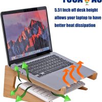 Wooden Laptop Stand Vertical Laptop for 13-18.6in Bamboo Stand for Desk,Laptop Stand Compatible with MacBook Air Pro/Dell XPS/Surface pro/HP/Pixelbook/Lenovo,More Laptops - Image 5