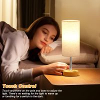 Touch Bedside Table Lamp with USB - 3 Way Dimmable Wood Lamp for Bedroom Nightstand, Desk Lamp with Charging Station for Dorm, Living Room, Office, Kids Room, Nursery, Small - Image 2