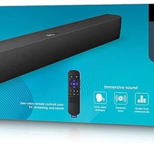 Roku Smart Soundbar, 4K/HD/HDR Streaming Media Player & Exceptional Audio Includes Roku Voice Remote (Renewed)