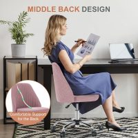 DUMOS Office Desk Chair, Modern Cute Rolling Vanity Swivel Task Seating with Wheels, Comfortable Back Seat Armless for Home, Bedrooms, Study, Student, Adults, Make-Up, Dressing Room - Image 5