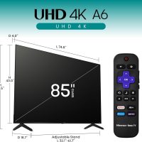 Hisense 85-Inch Class A6 Series 4K UHD Smart Roku TV (85A6NR, 2024 Model) - Dolby Vision HDR, DTS Studio Sound, Game Mode Plus, Alexa Compatibility, Black - Image 2