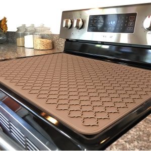 Stove Top Cover for Electric Stove - Silicone Stove Mat for Glass Top Stove, Glass Cooktop Protector, XL Dish Drying Mats For Kitchen, Range Covers for Electric Stove (Caramel,28x20)
