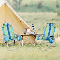 VINGLI Tall Beach Chair 2 Pack Lightweight, Backpack Beach Chair for Adults with 5-Position, Cooler Bag, Cup Holders, Towel Bar, Lightweight Folding Beach Camping Chairs （Blue/Green-16 - Image 9