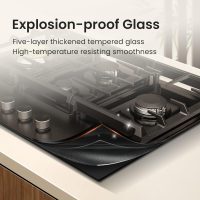 FOTILE GLG30401-Y 30” Moonshadow Tempered Glass 4 Gas Cooktop, Tri-Ring 18,000 BTUs Center Burner with Flame Failure Protection Removable Grates and Installation/LP Kit - Image 4