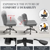 Criss Cross Desk Chair for Cross Legged Sitting, Easy to Assemble Criss Cross Chair with Wheels - Premium Detachable Wheel and Swivel Design,Cozy Grey Ergonomic Office Chair with Wide Comfy Seating - Image 6