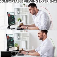 TAVR Dual Monitor Stand Riser Office Desktop Organizer Stand for 2 Monitors, Adjustable Length and Angle 3 Shelf, Extra Long Multifunctional Stand up to 43.3" fit Computer, Laptop, TV, Black - Image 5