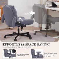 Sunchen Criss Cross Chair with Wheels and Arms, Cross Legged Office Chair with Wide Seat, Adjustable Cute Comfy Desk Chairs for Home Office, Bedroom, Vanity, Grey - Image 3
