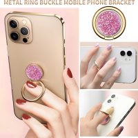 Cell Phone Ring Holder, Cute Metal Phone Grip Stand Finger Ring Kickstand, Flexible 360°Rotation Phone Tablet Case Accessories Compatible with Most Phones Glitter Pink Pattern - Image 2