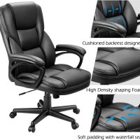 Furmax Office Executive Chair High Back Adjustable Managerial Home Desk Chair, Swivel Computer PU Leather Chair with Lumbar Support (Black) - Image 5