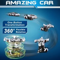 FDJ Remote Control Car - Transform Toys Car Robot, One Button Deformation to Robot with Flashing Light, 2.4Ghz 1:18 Scale Transforming Police Car Kids Toys with 360 Degree Rotating, Girls Boys Toys - Image 2