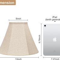 Bell Lamp Shades Set of 2, 6"Top x 13"Bottom x 10"High, Beige Shade Replacement for Table Lamps, Floor Lamps, Fabric Natural Linen Hand Crafted(Spider Fitter), Harp Holders Included, Assembly Required - Image 2