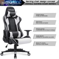 Homall Gaming Chair, Office Chair High Back Computer Chair Leather Desk Chair Racing Executive Ergonomic Adjustable Swivel Task Chair with Headrest and Lumbar Support (White) - Image 4