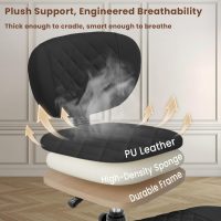 Cross Legged Office Chair with Wheels, Wide Criss Cross Kneeling Home Office Desk Chairs with Back Support, Ergonomic Adjustable Height ADHD Stool with Rotating Footrest for Yoga Meditation - Image 8