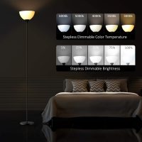 PESRAE Floor Lamp, Remote Control with Stpeless Color Temperatures and Brightness, Torchiere lamp for Bedroom, Living Room, Bulb Included (Matte Black) - Image 5